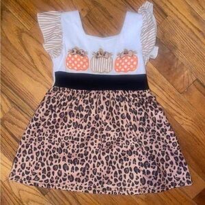 Leopard Print Dress with Pumpkin Design